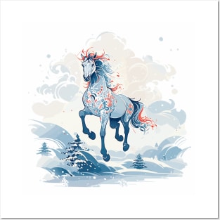 Horse in Winter Wonderland Posters and Art